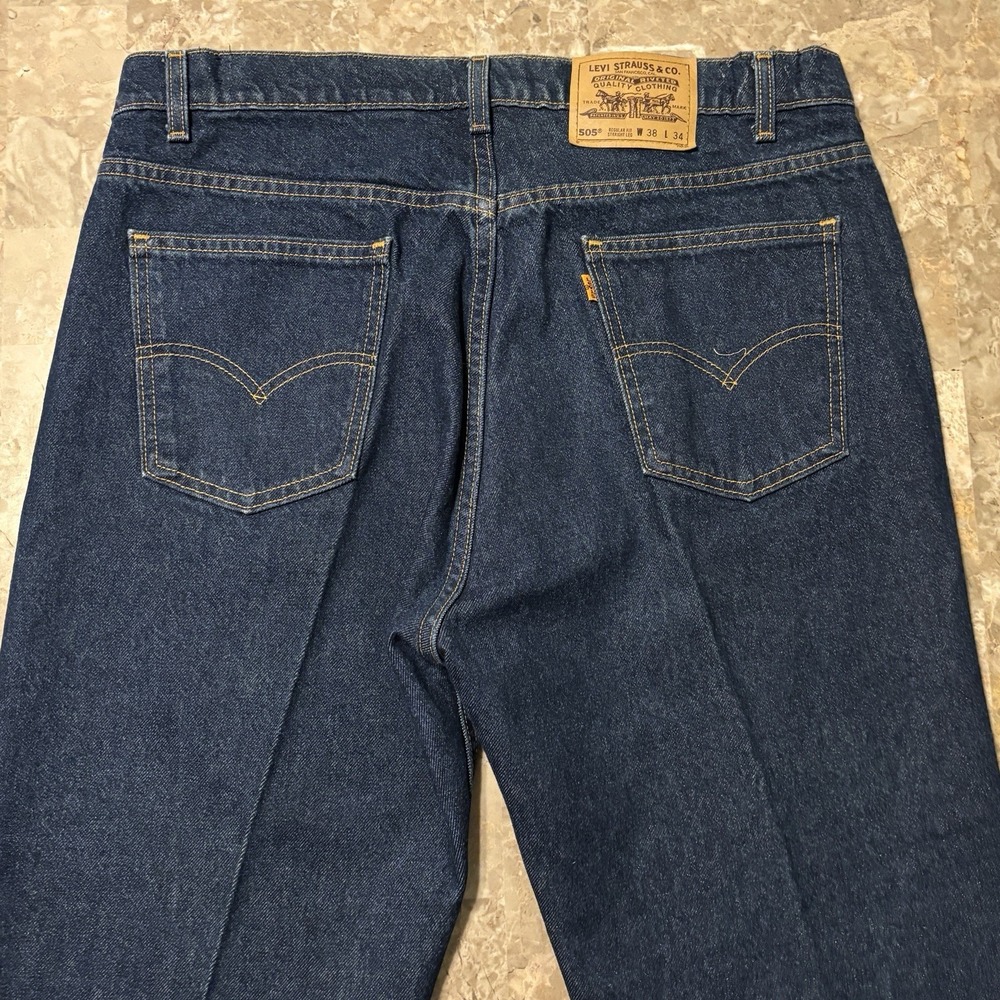 Vintage Levis Jeans Mens 38x34 (fits 38x28) Blue 505 Orange Tab 90s USA Denim